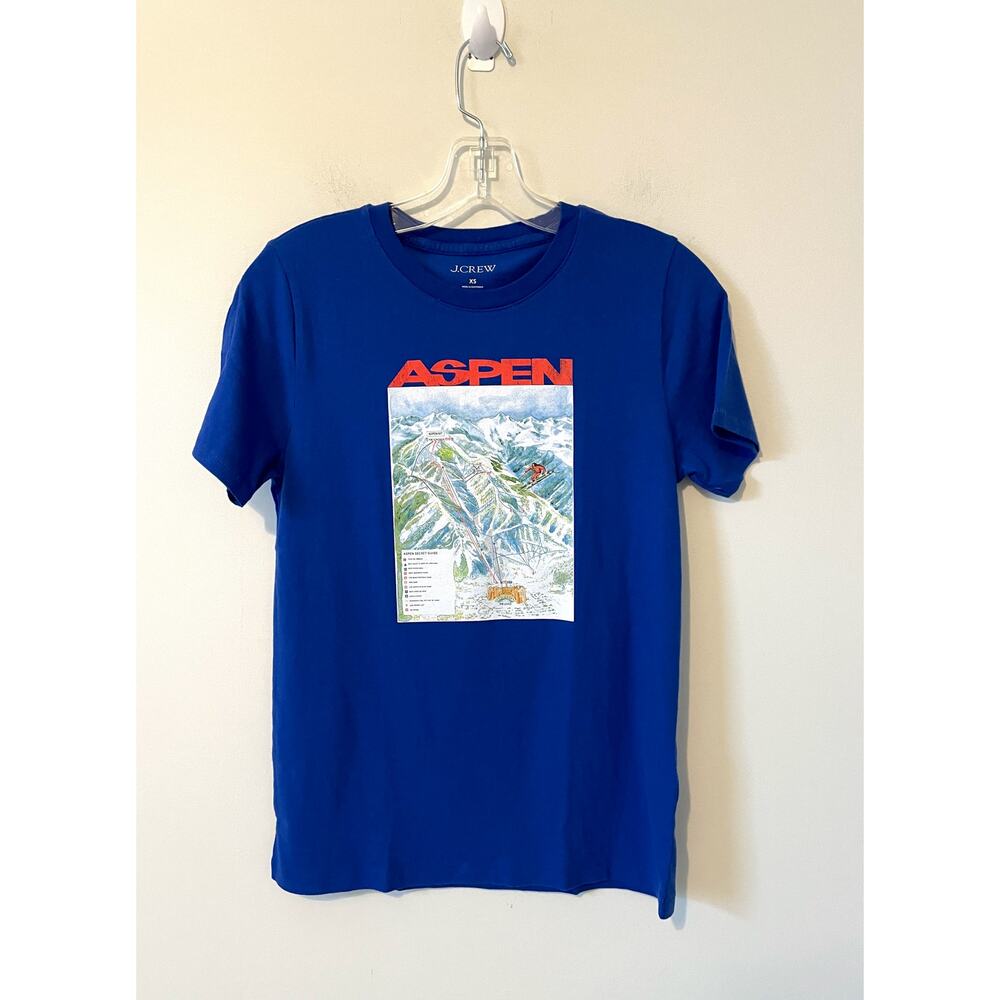 J. Crew Aspen Ski Basic Cotton Crewneck T-Shirt Blue Size XS NEW